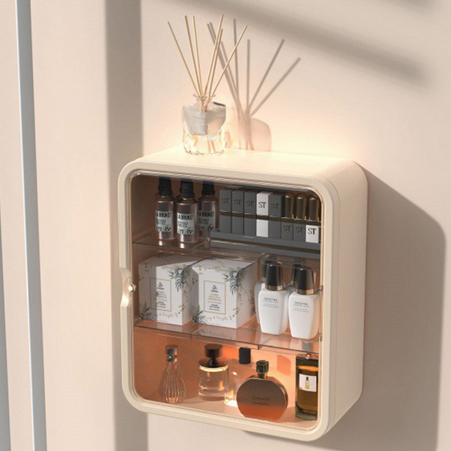 HK.sell 루고 벽걸이 화장품 향수 정리함, 크림, 1개