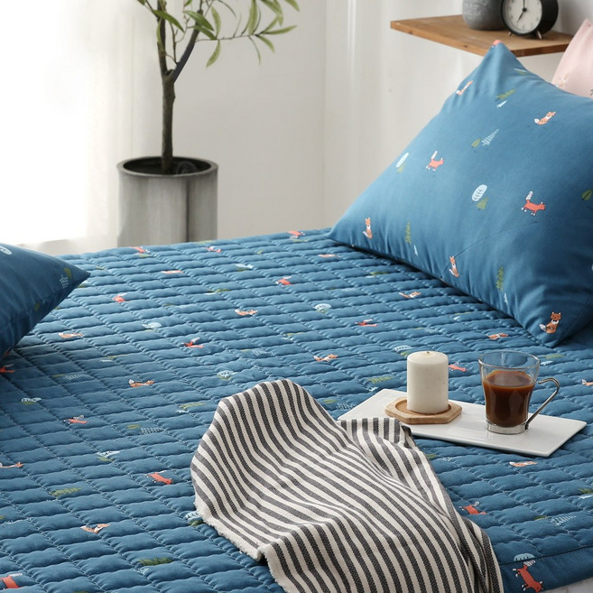 스잠 국내산 여우당당 고정밴딩형 침대패드 MS/S/SS/Q, 블루