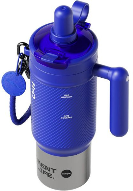 뚜껑과 빨대가 있는 손잡이 스포츠 금속 물병이 시다가르 1000ml 스테인리스 텀블러 뚜껑 및 빨대 진공 단열 방수 커피 여행용 머그잔 블랙