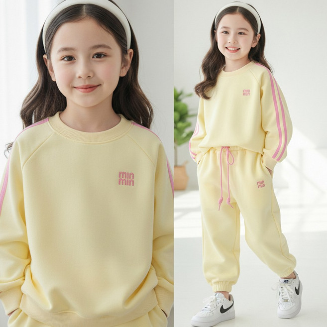 달콩슈 여아용 러블리 트레이닝복 세트 파스텔 라인 상하의 DKW208