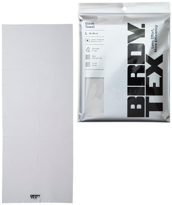 【제조사 한정】BIRDY.TEX 글라스 타월 쿨 그레이 L(36×88cm) 미니 그라스 타월(샘플) 포함 물때와 손때를 한 번 닦아내면 아름답게 수석 흡수성 빠른 건조 성능 시간