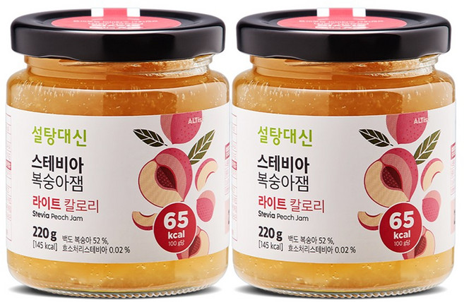 설탕대신 스테비아 복숭아잼, 220g, 2개
