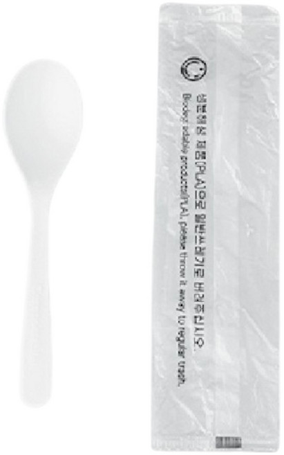 아이엠그리너 생분해 PLA 일회용 미니스푼 화이트 개별포장, 10세트, 100개