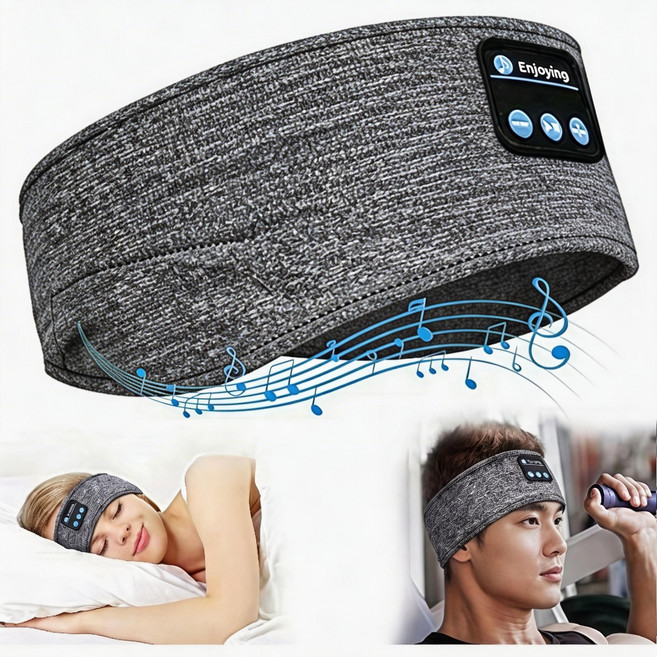 블루투스 헤어밴드 블루투스 안대 무선 수면용 음악 헤드폰 숙면 헤드밴드 이어폰 캠핑 운동용, 흰색(gray)