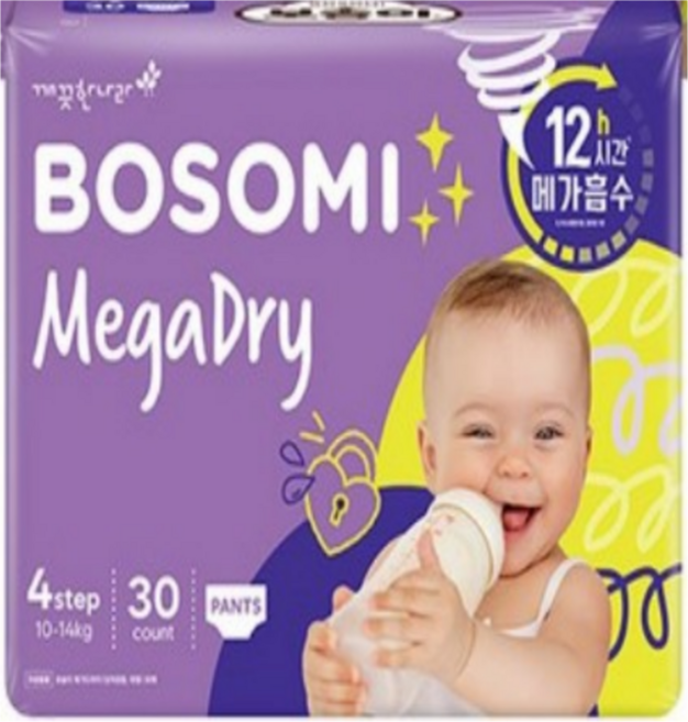 보솜이 NEW 메가드라이 팬티형 기저귀 남여공용, 4단계, 30매