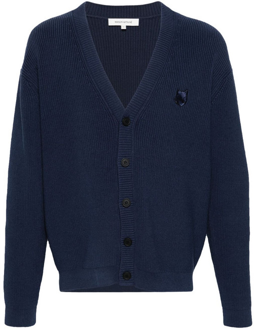 메종키츠네 폭스 헤드 패치 V넥 가디건