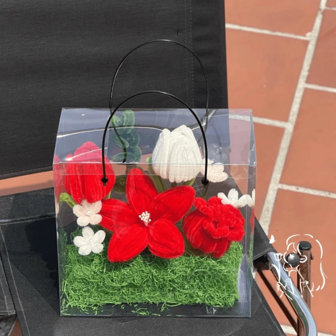 母親節鬱金香花束手提禮物盒 DIY材料包, H款鬱金香花盒成品, 1個