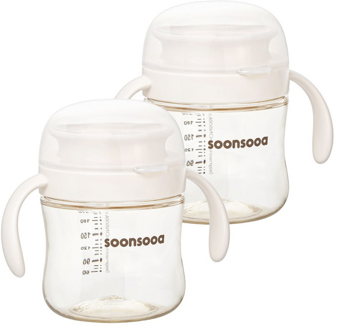 순수아 아기 PPSU 흘림방지 360도 자기주도컵 240ml 2개, PPSU 흘림방지컵