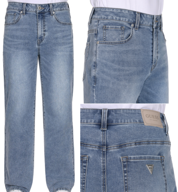 정품 게스 남성 루즈 스트레이트 하이라이즈 일자핏 스판 데님 청바지