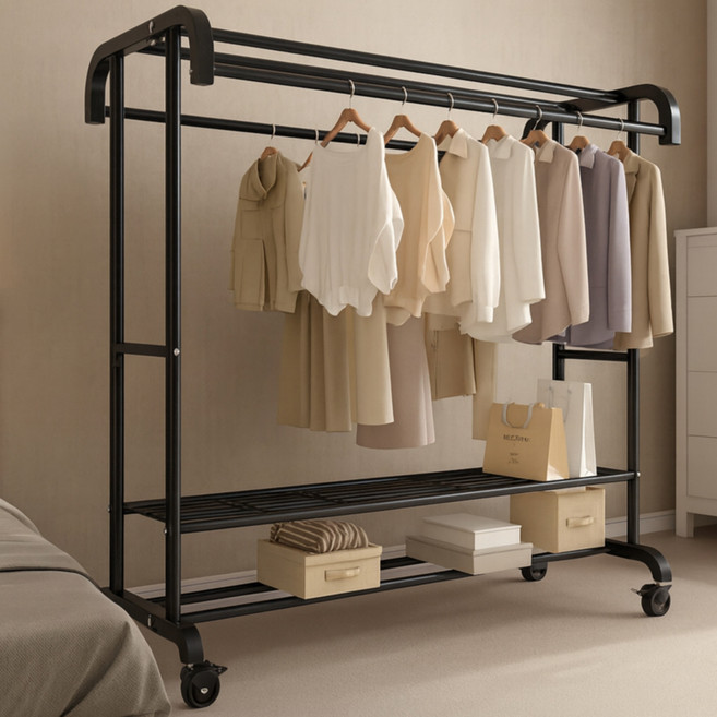 아르디스 철제 대용량 이동식 행거, 블랙