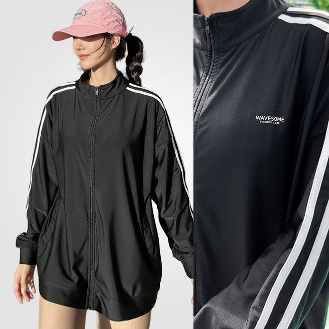 44~110남녀공용/자체제작 비키비키 크루즈 져지 래쉬가드 UPF50+집업 긴팔 롱 루즈핏 빅사이즈 여자 여름 비치웨어 비치상의 스윔웨어