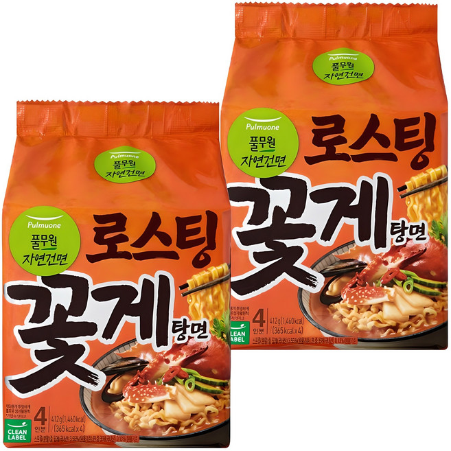 풀무원자연건면 로스팅 꽃게탕면 103g, 8개