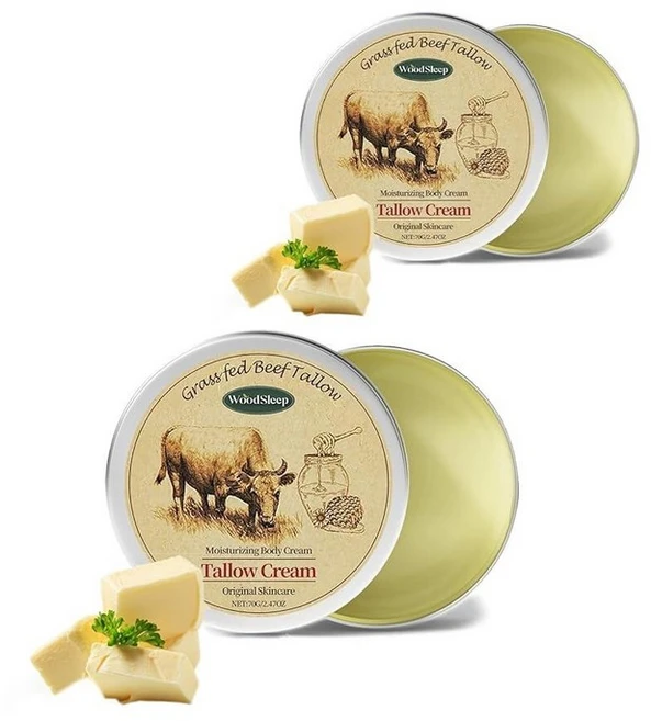OAKSII Beef TalLOW 로우 피부용 70.9g(2.5온스) 탤로우 페이스 모이스처라이저 바디 로션 스킨케어용 생 꿀 모이스처라이징 크림이 포함된 쇠고기 밤 2팩 1, 2 - 쿠팡