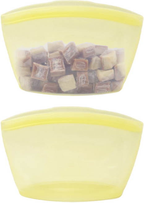 비케이 국산 프리미엄 실리콘 지퍼백 500ml 다회용 밀폐 소분 냉장고정리 용기, 라임, 2개