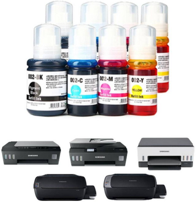 SL-T1670W 무한 잉크 카트리지 삼성 호환 프린터 팩스 복합기 SL-T2170W SL-J1560W SL-T2270W SL-T1670 SL-J1560, 8개, 2개씩 K610+C610+M610+Y610