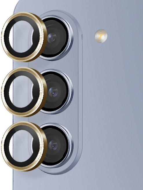 인트그로 카메라 보호 메탈 링 강화유리 1매 골드, 1개