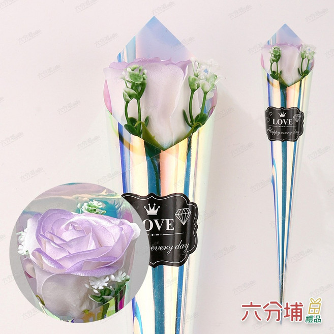 六分埔 單枝玫瑰 幻彩包裝, 淺紫, 1件