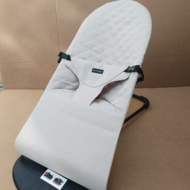 哄娃神器嬰兒搖搖椅安撫椅新生兒寶寶搖籃躺椅哄睡帶娃神器搖搖牀, 米色菱形搖搖椅