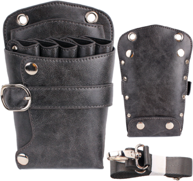 프라홈 헤어디자이너 스텝 미용사가위집 크로스백 가방, 5포켓, 1개, 그레이