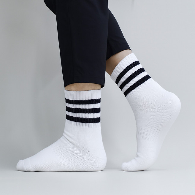 삼선 스포츠양말 5켤레 두꺼운 러닝 중목 운동 이중바닥양말