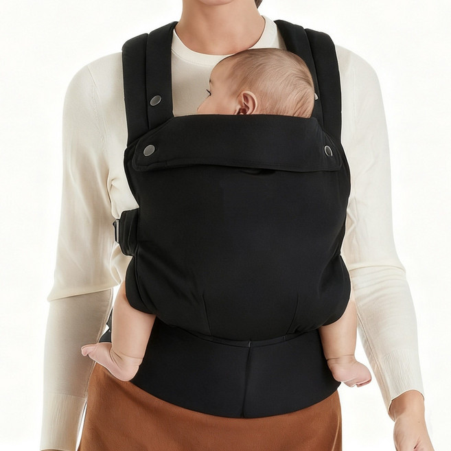 跨境寶寶揹帶嬰兒雙肩前後純棉多功能兒童抱娃神器背袋孩子腰凳, 銀扣純棉黑