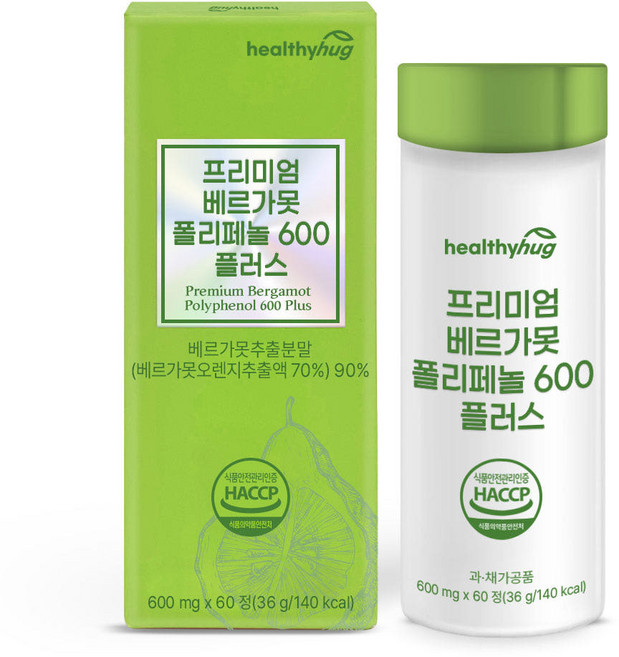 헬씨허그 프리미엄 베르가못 폴리페놀 600 플러스 건강식품, 1개, 60정
