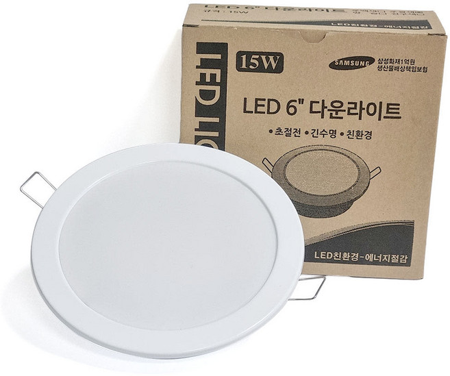 글로벌 LED 다운라이트 15W 6인치 매입등 SG-1536SMPA, 1개, 주백색(아이보리빛)