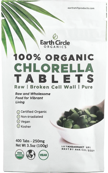 Earth Circle Organics 100% 유기농 클로렐라 정제 400정 Organics (얼스 써클 오가닉스), 1개 - 쿠팡