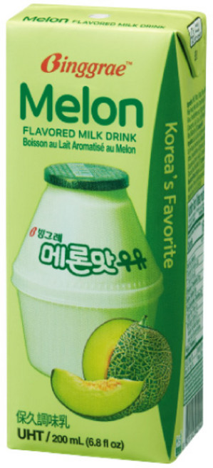 韓國Binggrae 哈密瓜牛奶調味乳, 200ml, 1入