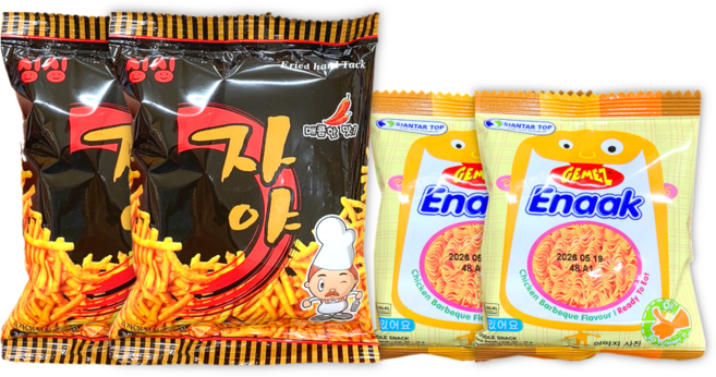 자야30g + 에낙 오리지널16g / 세트 추억의 옛날 과자 라면땅 문방구 라면 간식, 2세트, 46g