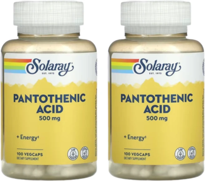 솔라레이 판토텐산 500mg 100베지캡슐 X 2개, 100정 - 쿠팡