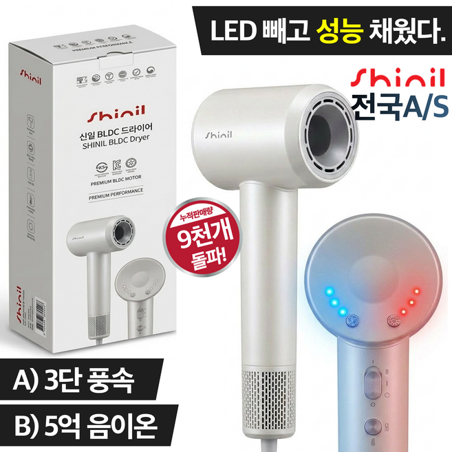 신일 초고출력 BLDC 드라이기 항공모터 순환기능 온도조절 프리미엄 가정용 헤어 드라이기, 화이트