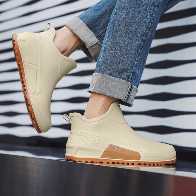 남성 짧은 장화 방수 방오 미끄럼방지 낚시 농업 작업용 레인부츠