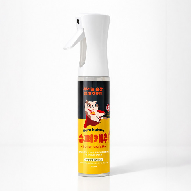 뿌리는 냄새제거 수퍼캐취+ 초강력 항균 탈취제 고양이화장실 냄새제거, 1개, 350ml