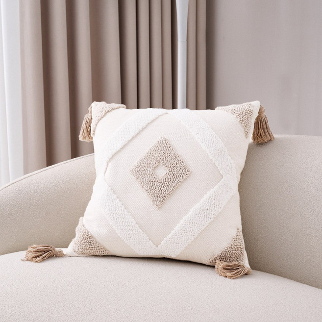 波希米亞流蘇印花抱枕, 菱形, 菱形