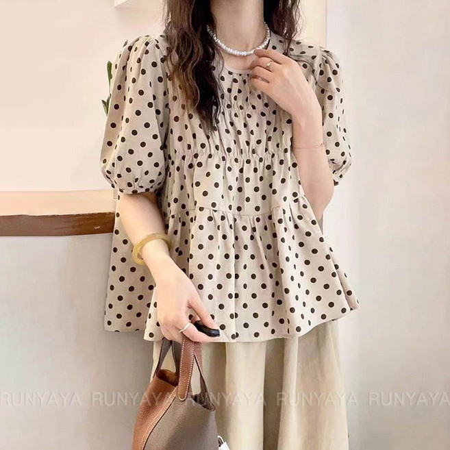 크롭여성 블라우스 빅사이즈 반팔티 여성 여름 크롭 여성티 캐주얼 여름반팔티 빅사이즈 와이드 티 반팔셔츠 빅사이즈 상의 D99U