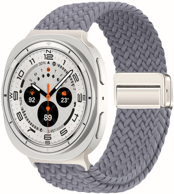 Fegwilde 갤럭시워치8/8클래식 호환 마그네틱 브레이드 스포츠 루프 스트랩 40MM/44MM/46MM, 회색, 1개