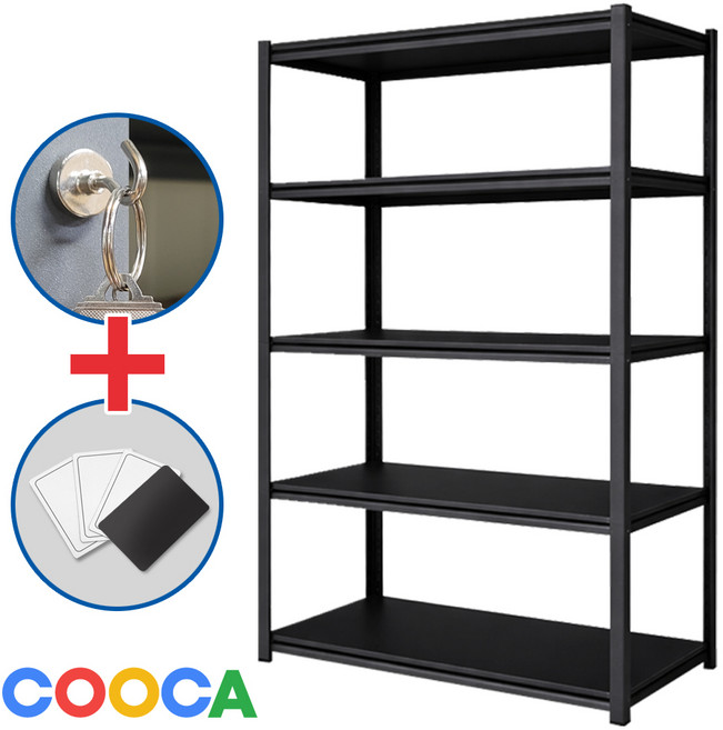 쿠카 5단선반 렉 무볼트 철제 선반 조립식 고릴라랙 앵글 다용도 랙, 5단, 블랙