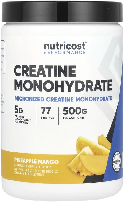 Nutricost 운동 능력 크레아틴 일수화물 파인애플 망고 500g(1.1lb), Nutricost운동능력크레아틴일수화물파인애플망고500, 500g, 1개 - 쿠팡