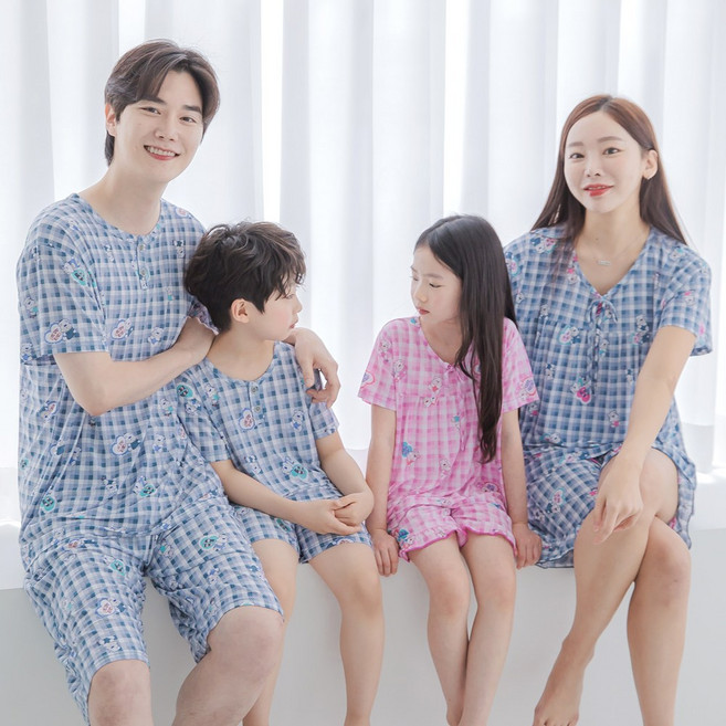 투위 여름 냉감 캐릭터 가족잠옷 반팔파자마세트 아동 주니어 여성실내복 냉장고잠옷 패밀리 시밀러룩
