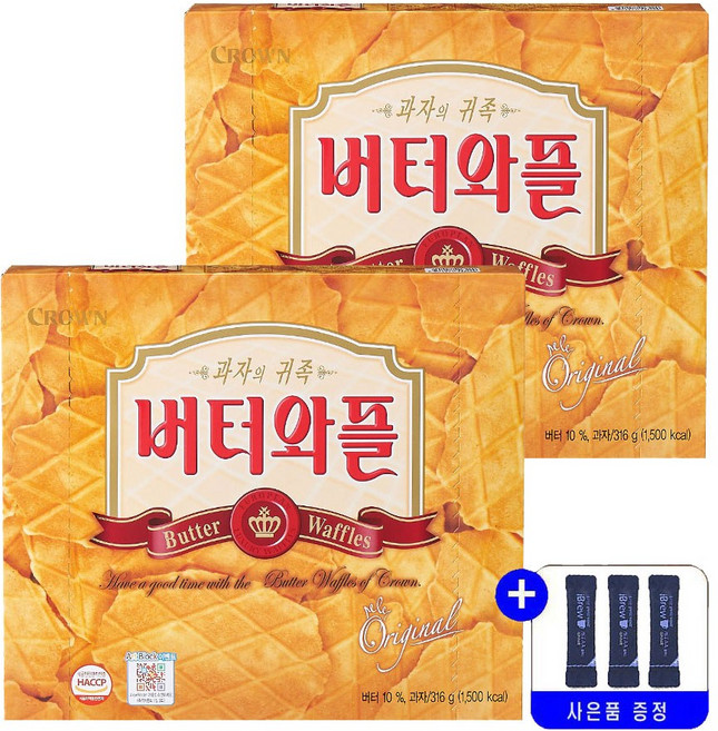 크라운 버터와플 316g 묶음행사+커피사은품 증정, 2개