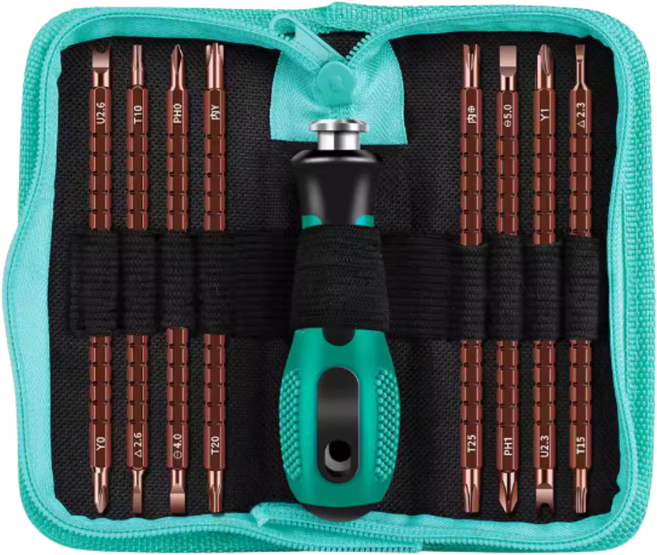 17 in 1 일자 십자 삼각 등 드라이버 세트 8종 16사양 멀티비트 나사돌리개 포함 다기능 올인원 가정용 휴대용 수공구, 1세트
