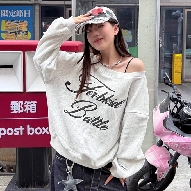 메이킹유 [2size~XL] 레터링 오프숄더 루즈핏 WC9084보노드맨투맨