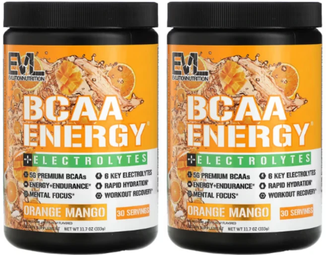 EVLUTIONNUTRITION BCAA 에너지 전해질 오렌지 망고, 333g, 2개 - 쿠팡