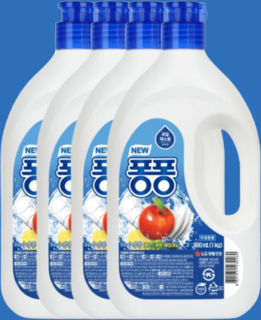 퐁퐁주방세제 주방세제대용량 1KG 4개 새로운 친환경