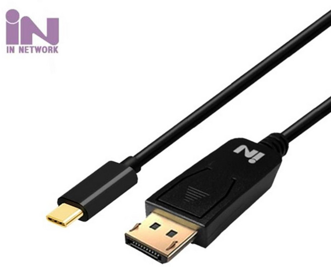 IN NETWORK USB3.1 C타입 to DP 블랙 1.8M IN-U31DP4K18BK, 1개