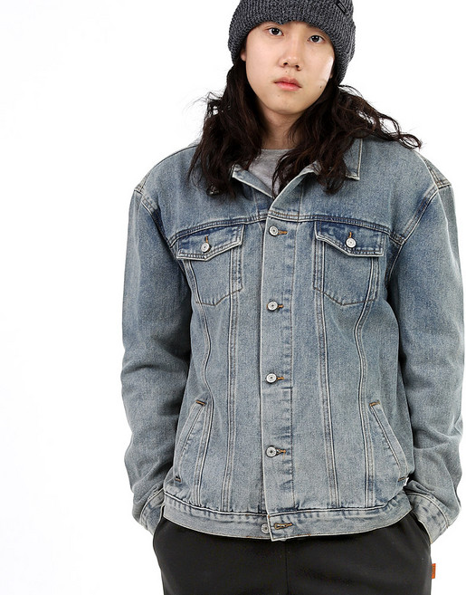 비브레이커스 남자 오버핏 청자켓 데님자켓 트러커자켓 후드 탈부착 MJ5211