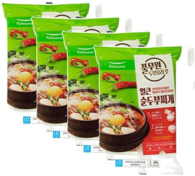 풀무원 얼큰 순두부찌개 KIT 2인분, 600g, 4개
