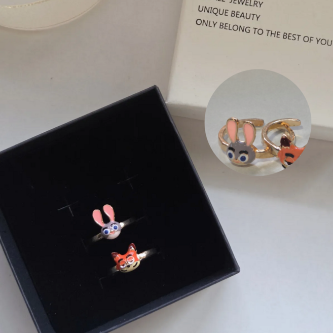 HORTIQUE 2개세트 닉 주디반지 오픈링 커플 우정 반지