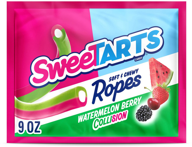 스위트아츠 로프 캔디 수박 베리 충돌 부드럽고 쫄깃한 SweeTARTS Ropes Candy Watermelon Berry Collision Soft and Chewy, 9 oz (Pack of 1), 1개